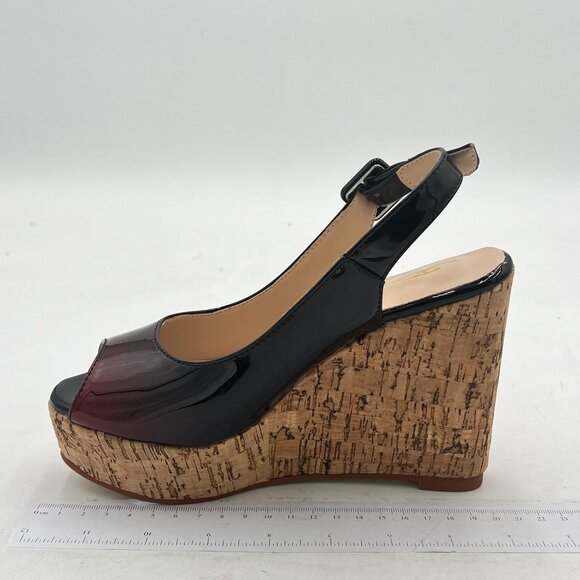 FOWT Summer Fashion Burnished Patent Leather Platform Black Wedges for Women Com - Picture 2 of 8